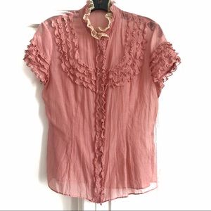 Elie Tahari button down ruffled blouse Size S
